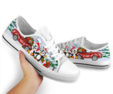 Penguin Red Car Low Top Shoes For Women, Shoes For Men Custom Shoes