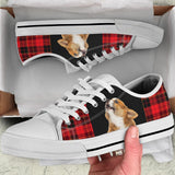 Corgi Buffalo Plaid Christmas Low Top Shoes For Women, Shoes For Men Custom Shoes