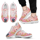 Boston Terrier Flower Sneakers Shoes For Women, Shoes For Men Sneaker Custom Shoes