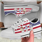 Cow White Flag Low Top Shoes For Women, Shoes For Men Custom Shoes