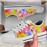 Labrador Retriever Flowers Low Top Shoes For Women, Shoes For Men Custom Shoes