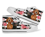 Dachshund Rose High Top Shoes For Women, Shoes For Men Custom Shoes