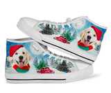 Golden Retriever In Xmas High Top Shoes For Women, Shoes For Men Custom Shoes