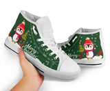 Penguin Merry Christmas Green High Top Shoes For Women, Shoes For Men Custom Shoes