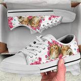 Sheltie Flower And Butterfly Low Top Shoes For Women, Shoes For Men Custom Shoes