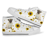 Pug Sunflower High Top Shoes For Women, Shoes For Men Custom Shoes