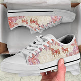 Horses Red Pattern Low Top Shoes For Women, Shoes For Men Custom Shoes
