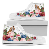 Bulldog Flower High Top Shoes For Women, Shoes For Men Custom Shoes
