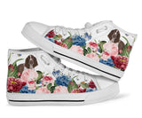 English Springer Spaniel Flower High Top Shoes For Women, Shoes For Men Custom Shoes