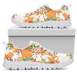 Corgi Cute Flower Sneakers Shoes For Women, Shoes For Men Sneaker Custom Shoes