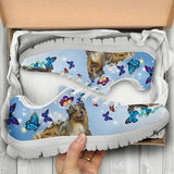 Australian Shepherd Butterfly Sneakers Shoes For Women, Shoes For Men Sneaker Custom Shoes