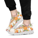 Corgi Cute Flower Sneakers Shoes For Women, Shoes For Men Sneaker Custom Shoes