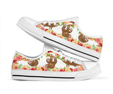 Sloth Beautiful Flowers Low Top Shoes For Women, Shoes For Men Custom Shoes