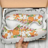 Corgi Cute Flower Sneakers Shoes For Women, Shoes For Men Sneaker Custom Shoes