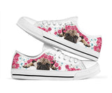 Pug Flower And Butterfly Low Top Shoes For Women, Shoes For Men Custom Shoes