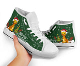 Giraffe Green Christmas High Top Shoes For Women, Shoes For Men Custom Shoes