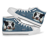 Cow Jeans High Top Shoes For Women, Shoes For Men Custom Shoes