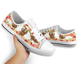 Sloth Beautiful Flowers Low Top Shoes For Women, Shoes For Men Custom Shoes