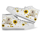 Bichon Frise Sunflower High Top Shoes For Women, Shoes For Men Custom Shoes