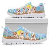 Corgi In Spring Time Petal Sneakers Shoes For Women, Shoes For Men Sneaker Custom Shoes