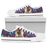 Shelties Flowers Butterfly Low Top Shoes For Women, Shoes For Men Custom Shoes