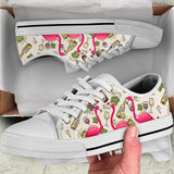 Flamingo And Wine Low Top Shoes For Women, Shoes For Men Custom Shoes