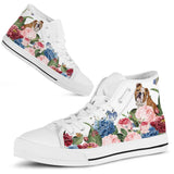 Bulldog Flower High Top Shoes For Women, Shoes For Men Custom Shoes