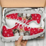 Cat Christmas Red Sneakers Shoes For Women, Shoes For Men Sneaker Custom Shoes
