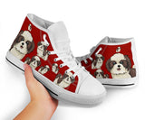 Shih Tzu Red High Top Shoes For Women, Shoes For Men Custom Shoes