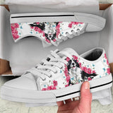 Border Collie Flower And Butterfly Low Top Shoes For Women, Shoes For Men Custom Shoes