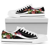 Flamingo Embroidery Rose Low Top Shoes For Women, Shoes For Men Custom Shoes