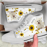 Bichon Frise Sunflower High Top Shoes For Women, Shoes For Men Custom Shoes