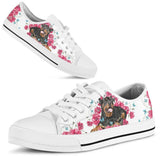 Rottweiler Flower And Butterfly Low Top Shoes For Women, Shoes For Men Custom Shoes