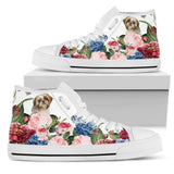 Shih Tzu Flower High Top Shoes For Women, Shoes For Men Custom Shoes