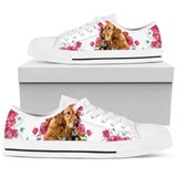 Golden Retriver Flower And Butterfly Low Top Shoes For Women, Shoes For Men Custom Shoes
