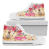 Cute Labrador Flower High Top Shoes For Women, Shoes For Men Custom Shoes