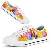 Basset Hound Flowers Low Top Shoes For Women, Shoes For Men Custom Shoes