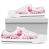 Flamingo Pink Flower Low Top Shoes For Women, Shoes For Men Custom Shoes