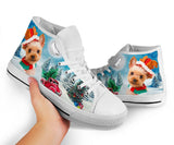 Yorkshire Terrier In Xmas High Top Shoes For Women, Shoes For Men Custom Shoes