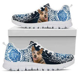 Heeler Blue Flowers Sneakers Shoes For Women, Shoes For Men Sneaker Custom Shoes