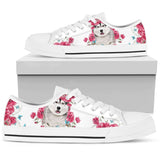 Siberian Husky Flower And Butterfly Low Top Shoes For Women, Shoes For Men Custom Shoes