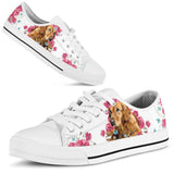 Golden Retriver Flower And Butterfly Low Top Shoes For Women, Shoes For Men Custom Shoes