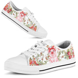 Pig Roses Low Top Shoes For Women, Shoes For Men Custom Shoes