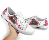 Rottweiler Flower And Butterfly Low Top Shoes For Women, Shoes For Men Custom Shoes