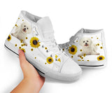 Bichon Frise Sunflower High Top Shoes For Women, Shoes For Men Custom Shoes