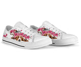 Basset Hound Flower And Butterfly Low Top Shoes For Women, Shoes For Men Custom Shoes