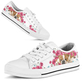 Bulldog Flower And Butterfly Low Top Shoes For Women, Shoes For Men Custom Shoes