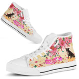 Cute Pitbull Flower High Top Shoes For Women, Shoes For Men Custom Shoes