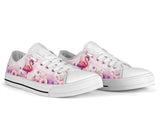 Flamingo Pink Flower Low Top Shoes For Women, Shoes For Men Custom Shoes