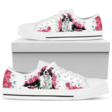 Border Collie Flower And Butterfly Low Top Shoes For Women, Shoes For Men Custom Shoes